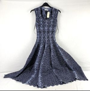 Alaia Paris Jacquard Blue Python Midi Dress Size 34/XS